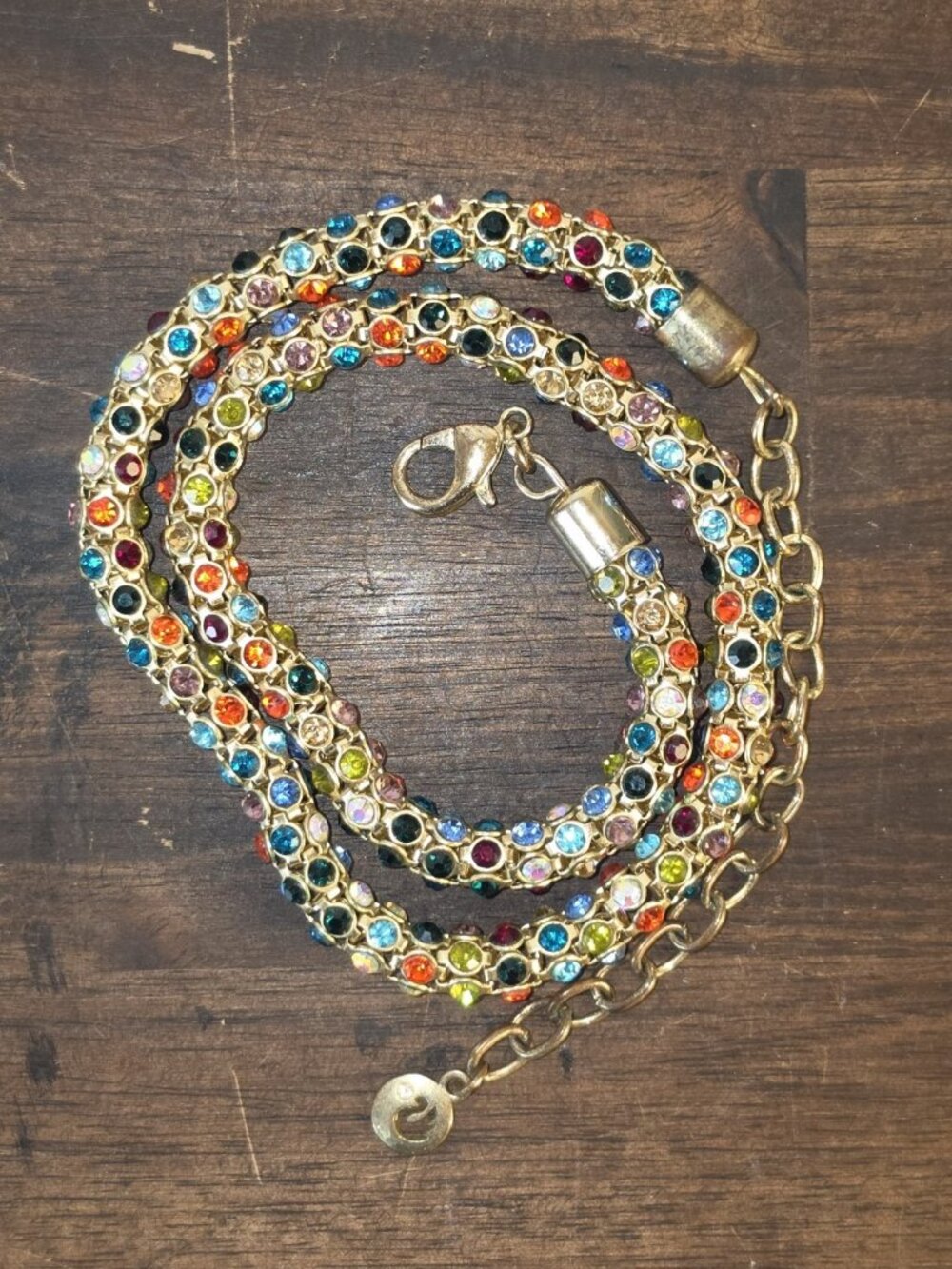 Vintage Swarovski (Swan Tag) Gold Metal Mesh Crystal Encrusted 18" Necklace